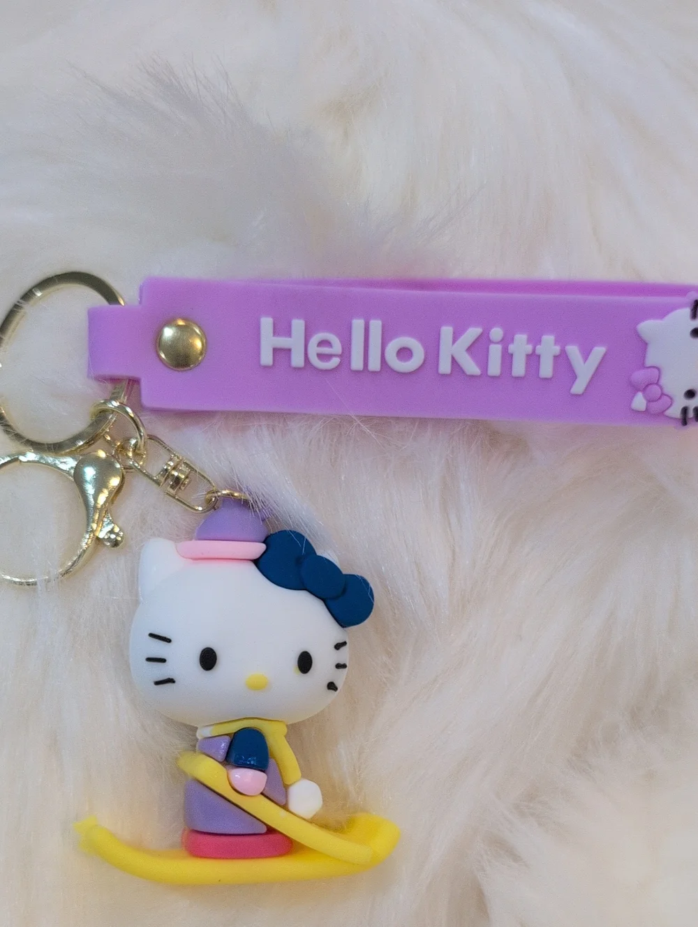 Hello Kitty Purple and White Silicone Keychain Bag Charm